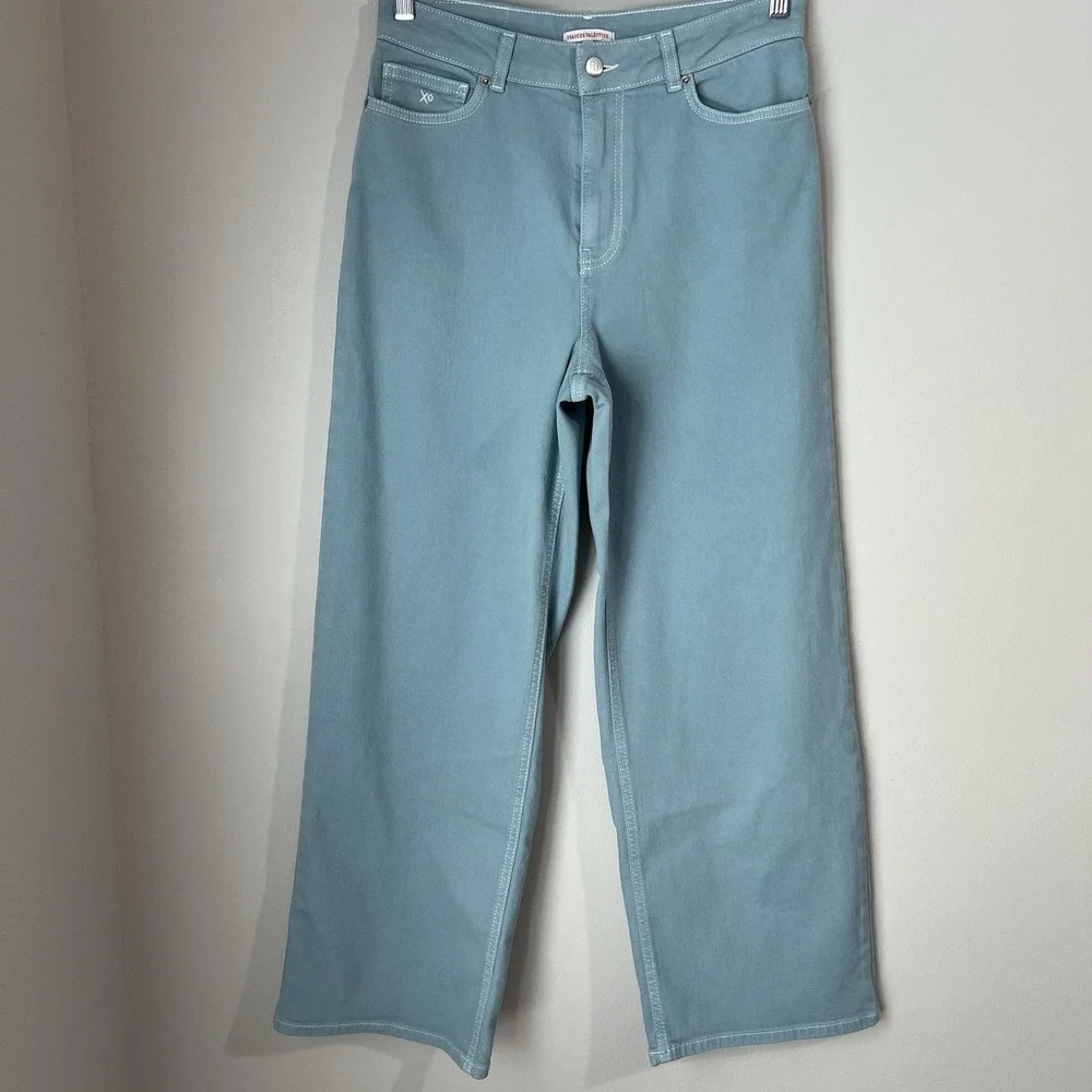 Frances Valentine Jeans Women's Size 6 Ace Wide Leg Stretch Denim in French Blue